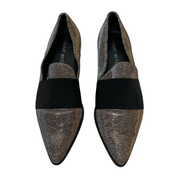 Stuart Weitzman Metallic Leather Point Toe Loafers Flats Women’s 7.5 - Picture 4 of 13